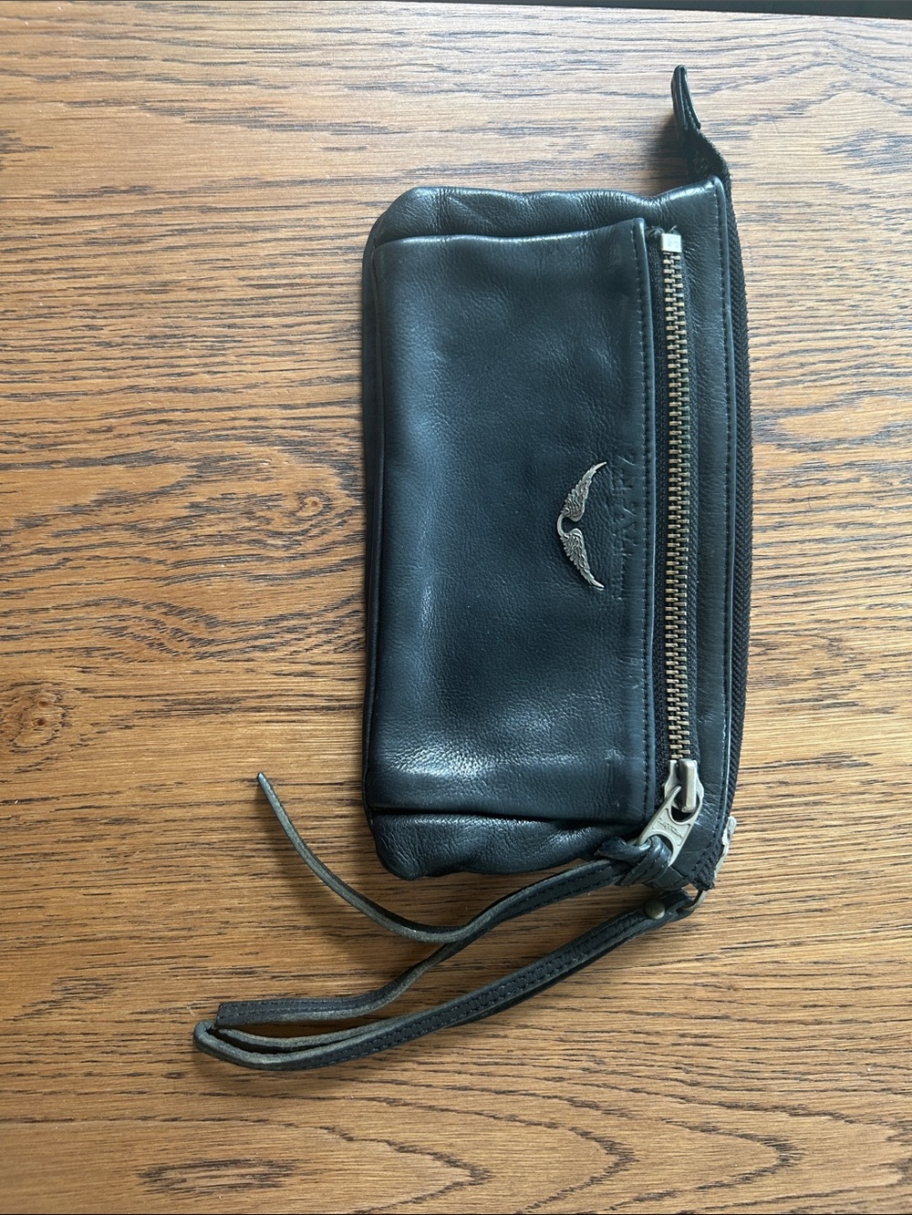 Zadig & Voltaire Black Leather Zip Wristlet